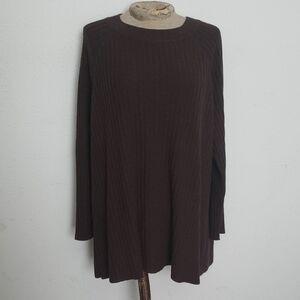 Eileen Fisher Coco Cashmere Blend Ribbed Knit Oversized Sweater Sz L